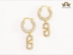 Alphabet V CZ hoop dangles