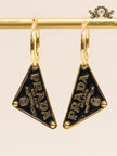 Black enamel and gold hoop dangles