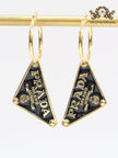 Black enamel and gold hoop dangles