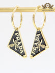 Black enamel and gold hoop dangles
