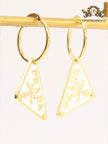 White enamel and gold hoop dangles