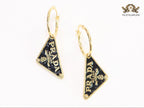 Black enamel and gold hoop dangles