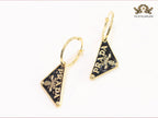 Black enamel and gold hoop dangles