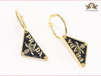 Black enamel and gold hoop dangles