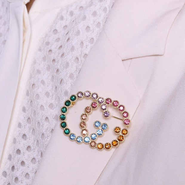 Large Double G colorful brooch