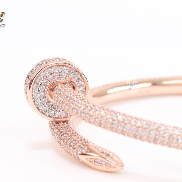 Rose gold nail and cz openable bracelet