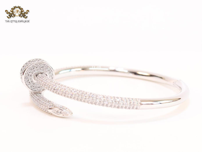 Platinum nail and cz openable bracelet