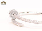 Platinum nail and cz openable bracelet