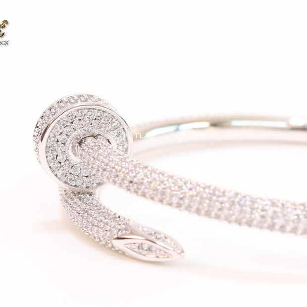 Platinum nail and cz openable bracelet