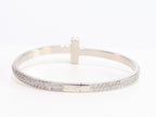 Alphabet T bracelet with full CZ in platinum finish