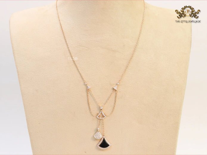 Alphabet B V L Black enamel and Cz charms chain