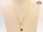 Alphabet B V L Black enamel and Cz charms chain