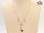 Alphabet B V L Black enamel and Cz charms chain