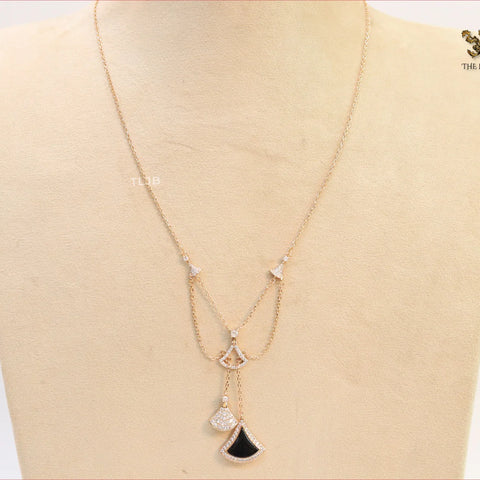 Alphabet B V L Black enamel and Cz charms chain