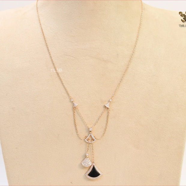 Alphabet B V L Black enamel and Cz charms chain