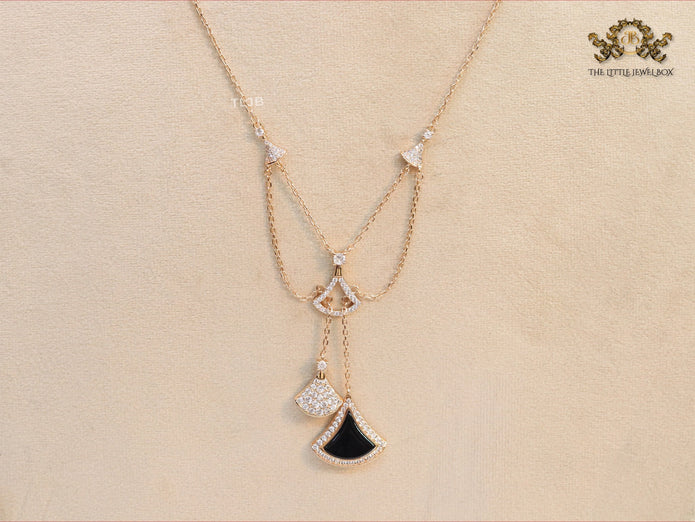 Alphabet B V L Black enamel and Cz charms chain