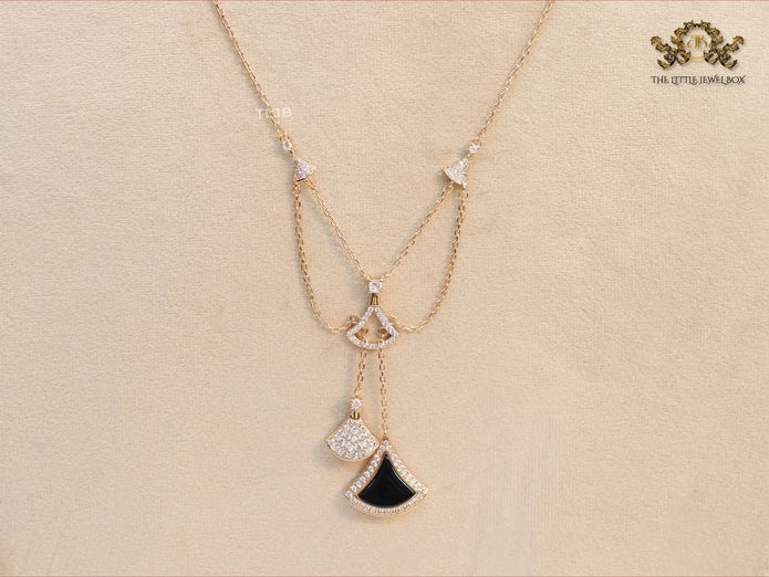 Alphabet B V L Black enamel and Cz charms chain