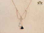 Alphabet B V L Black enamel and Cz charms chain