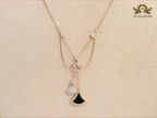 Alphabet B V L Black enamel and Cz charms chain