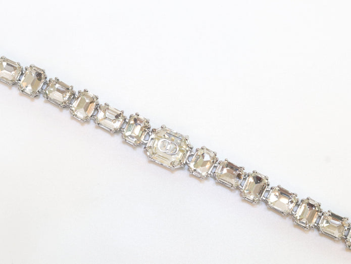 Alphabet C & D CZ bracelet in Platinum finish