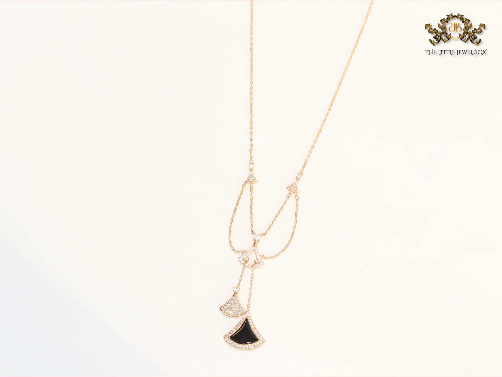 Alphabet B V L Black enamel and Cz charms chain