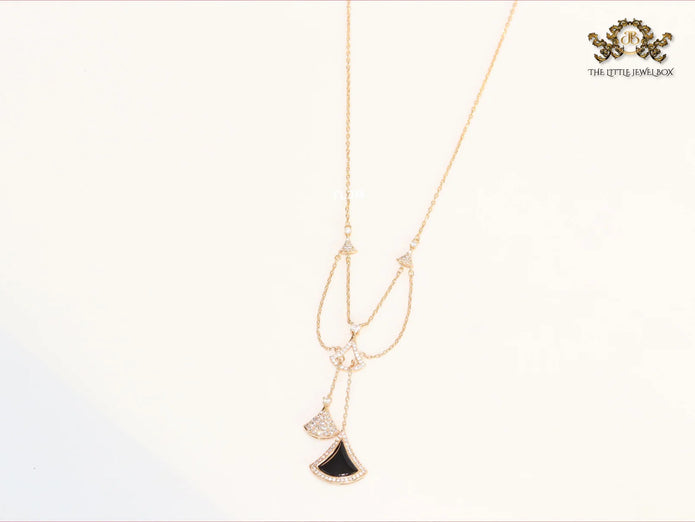 Alphabet B V L Black enamel and Cz charms chain