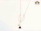 Alphabet B V L Black enamel and Cz charms chain