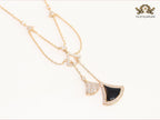 Alphabet B V L Black enamel and Cz charms chain