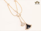 Alphabet B V L Black enamel and Cz charms chain