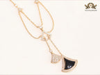 Alphabet B V L Black enamel and Cz charms chain