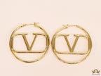 Gold plated hoops with alphabet motif