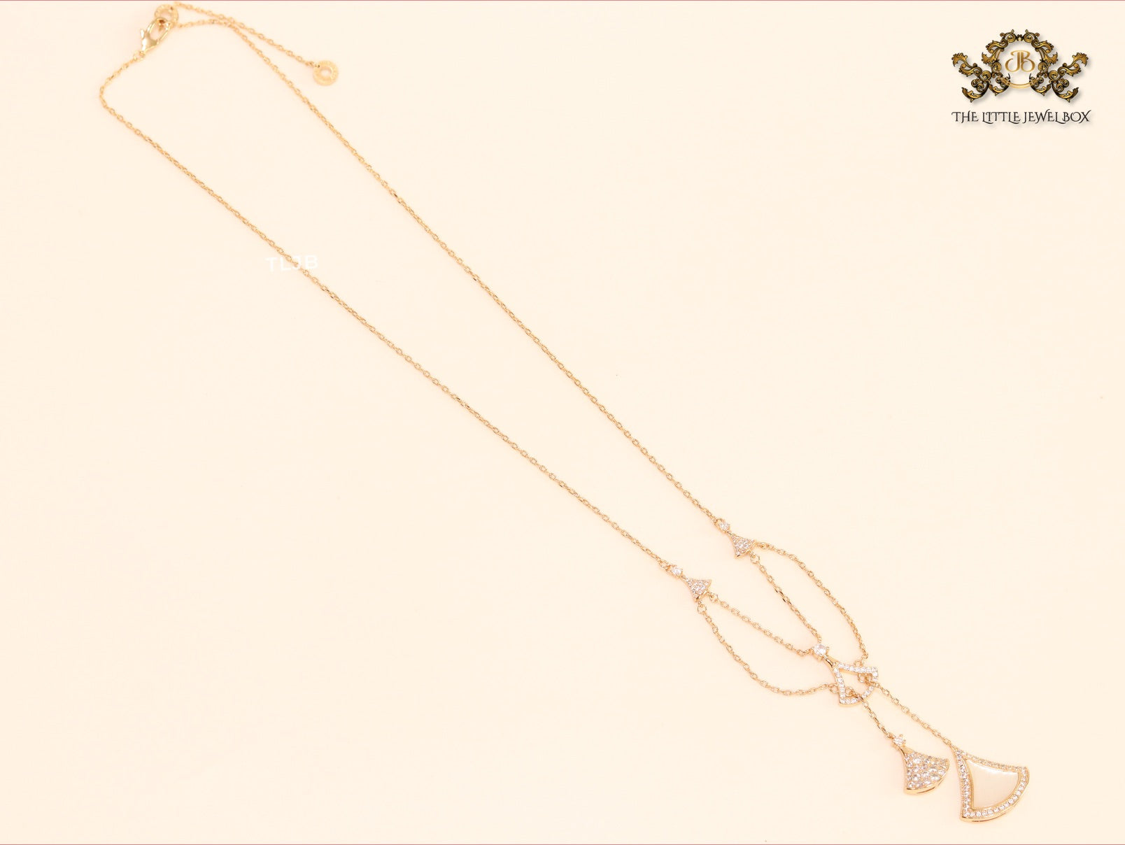 Alphabet B V L White MOP and Cz charms chain
