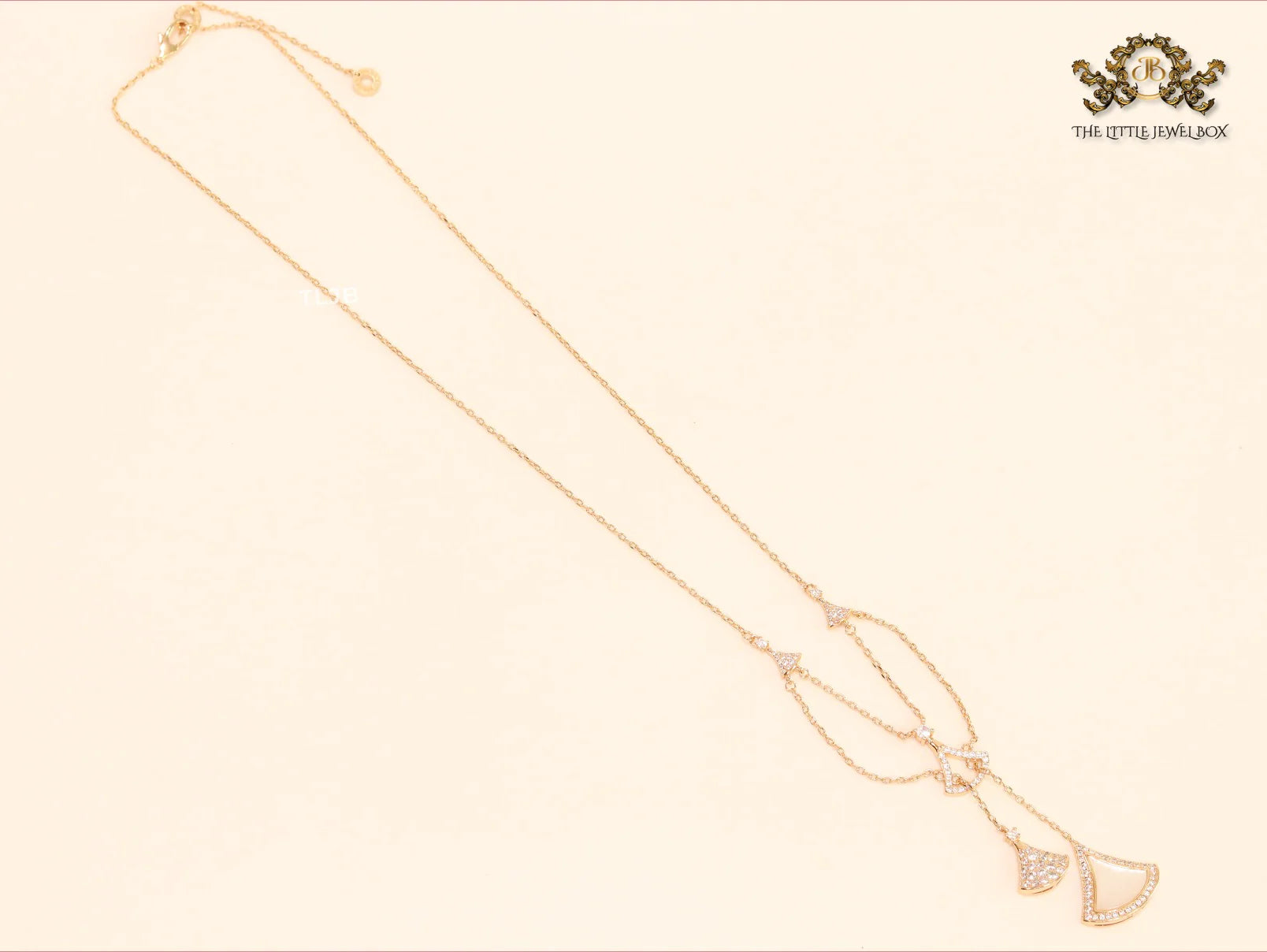 Alphabet B V L White MOP and Cz charms chain