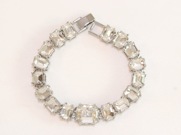 Alphabet C & D CZ bracelet in Platinum finish