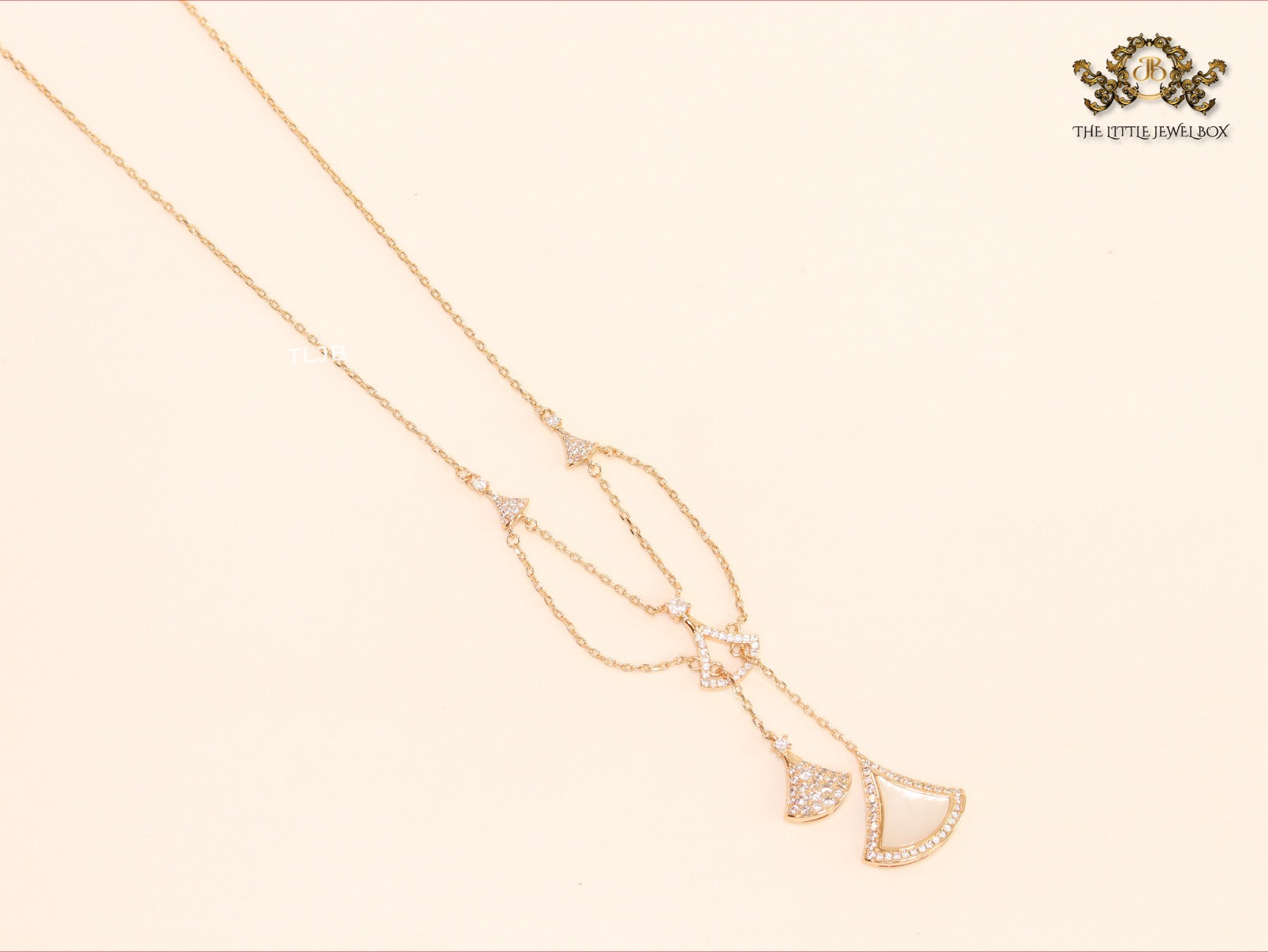 Alphabet B V L White MOP and Cz charms chain