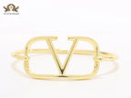Sleek open V gold bracelet