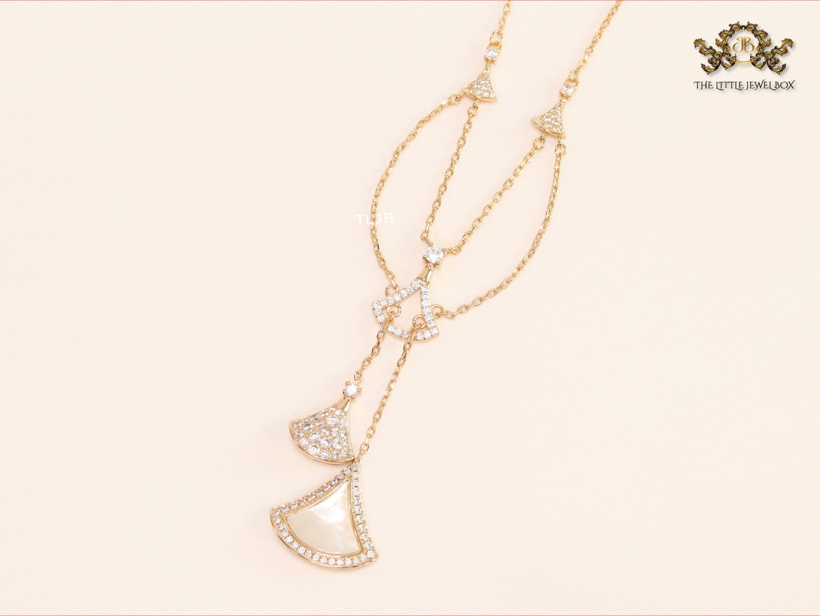 Alphabet B V L White MOP and Cz charms chain