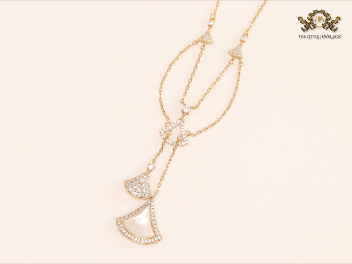 Alphabet B V L White MOP and Cz charms chain