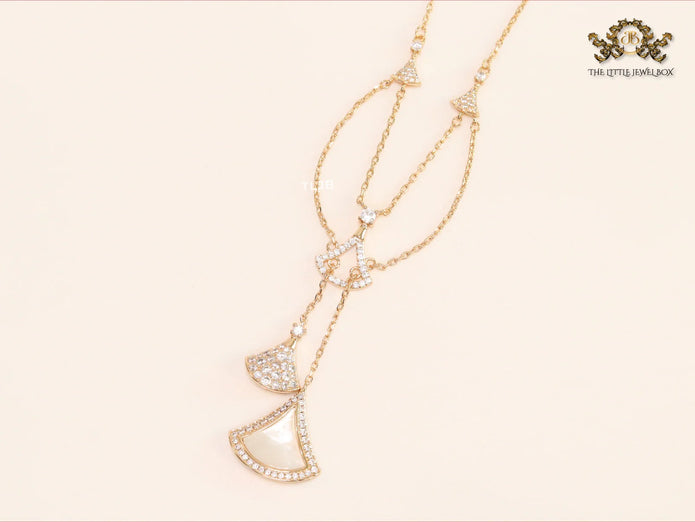 Alphabet B V L White MOP and Cz charms chain