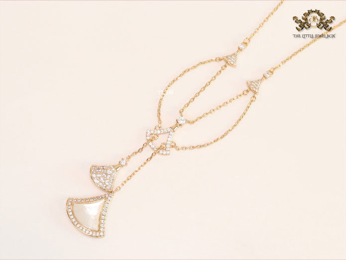 Alphabet B V L White MOP and Cz charms chain