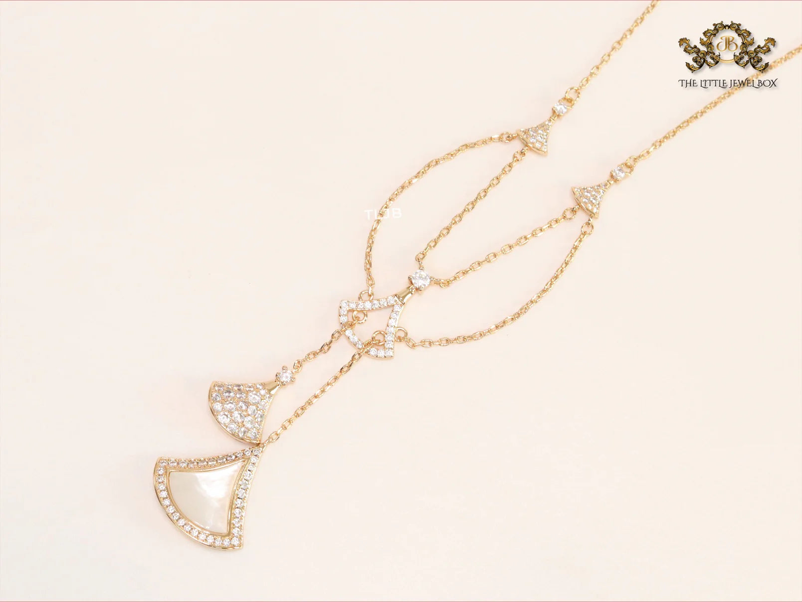 Alphabet B V L White MOP and Cz charms chain