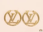 Gold plated L and V alphabet hoops 40 mm