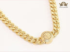 Round medusa gold link chain