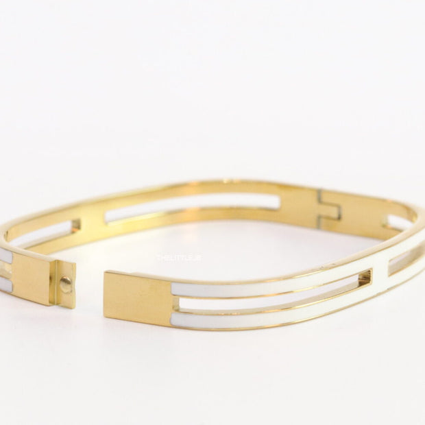 Gold plated two layer solid white bracelet