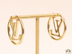 Gold plated L and V alphabet hoops 40 mm
