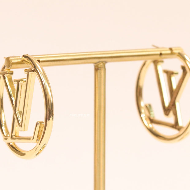 Gold plated L and V alphabet hoops 40 mm