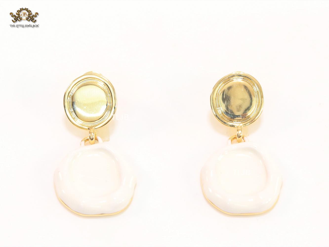 Alphabet BV Gold & White Danglers