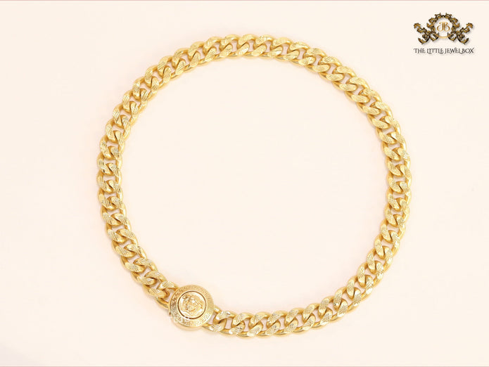 Round medusa gold link chain