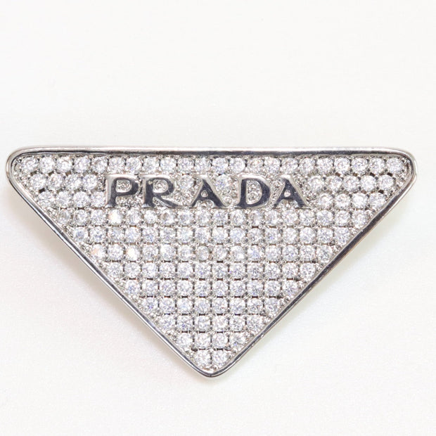 Alphabet P triangle CZ brooch in platinum finish