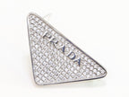 Alphabet P triangle CZ brooch in platinum finish